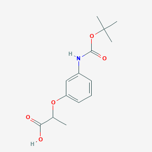 molecular formula C14H19NO5 B2846917 2-[3-[(2-Methylpropan-2-yl)oxycarbonylamino]phenoxy]propanoic acid CAS No. 2117796-38-8