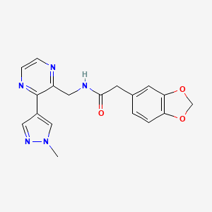molecular formula C18H17N5O3 B2846921 2-(benzo[d][1,3]dioxol-5-yl)-N-((3-(1-methyl-1H-pyrazol-4-yl)pyrazin-2-yl)methyl)acetamide CAS No. 2034371-12-3