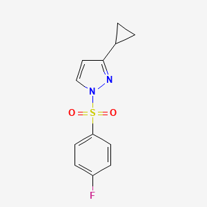 molecular formula C12H11FN2O2S B2846933 3-环丙基-1-[(4-氟苯基)磺酰]-1H-吡唑 CAS No. 956624-57-0