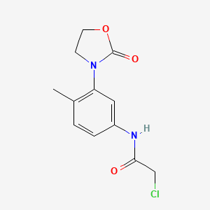 molecular formula C12H13ClN2O3 B2846945 2-Chloro-N-[4-methyl-3-(2-oxo-1,3-oxazolidin-3-yl)phenyl]acetamide CAS No. 2249322-64-1