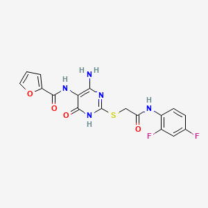 molecular formula C17H13F2N5O4S B2846955 N-(4-amino-2-((2-((2,4-difluorophenyl)amino)-2-oxoethyl)thio)-6-oxo-1,6-dihydropyrimidin-5-yl)furan-2-carboxamide CAS No. 868226-20-4
