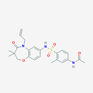 molecular formula C23H27N3O5S B2846957 N-(4-(N-(5-allyl-3,3-dimethyl-4-oxo-2,3,4,5-tetrahydrobenzo[b][1,4]oxazepin-7-yl)sulfamoyl)-3-methylphenyl)acetamide CAS No. 921914-12-7