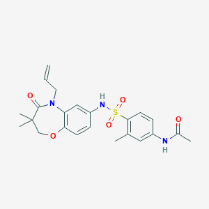 molecular formula C23H27N3O5S B2846957 N-(4-(N-(5-烯丙基-3,3-二甲基-4-氧代-2,3,4,5-四氢苯并[b][1,4]噁唑-7-基)磺酰胺基)-3-甲基苯基)乙酰胺 CAS No. 921914-12-7