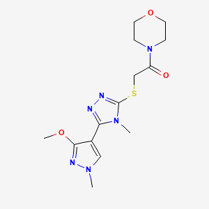 2-((5-(3-methoxy-1-methyl-1H-pyrazol-4-yl)-4-methyl-4H-1,2,4-triazol-3-yl)thio)-1-morpholinoethanone