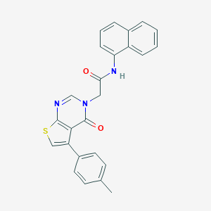 molecular formula C25H19N3O2S B284696 2-(5-(4-methylphenyl)-4-oxothieno[2,3-d]pyrimidin-3(4H)-yl)-N-(1-naphthyl)acetamide 