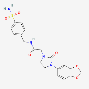 molecular formula C19H20N4O6S B2846960 2-(3-(benzo[d][1,3]dioxol-5-yl)-2-oxoimidazolidin-1-yl)-N-(4-sulfamoylbenzyl)acetamide CAS No. 1331224-64-6