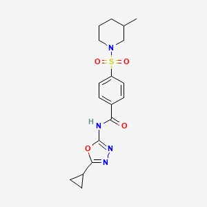 molecular formula C18H22N4O4S B2846984 N-(5-cyclopropyl-1,3,4-oxadiazol-2-yl)-4-[(3-methyl-1-piperidinyl)sulfonyl]benzamide CAS No. 850935-90-9