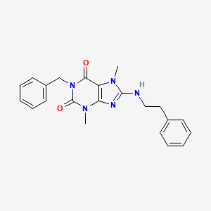 molecular formula C22H23N5O2 B2846986 1-benzyl-3,7-dimethyl-8-(phenethylamino)-1H-purine-2,6(3H,7H)-dione CAS No. 503864-24-2