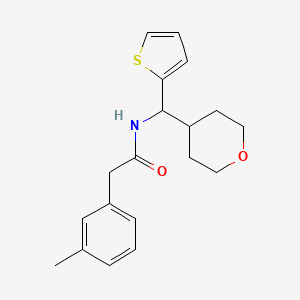 molecular formula C19H23NO2S B2846994 N-((tetrahydro-2H-pyran-4-yl)(thiophen-2-yl)methyl)-2-(m-tolyl)acetamide CAS No. 2320854-68-8