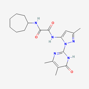 molecular formula C19H26N6O3 B2847003 N1-cycloheptyl-N2-(1-(4,5-dimethyl-6-oxo-1,6-dihydropyrimidin-2-yl)-3-methyl-1H-pyrazol-5-yl)oxalamide CAS No. 1013986-19-0