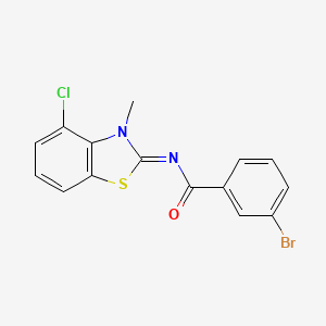 molecular formula C15H10BrClN2OS B2847022 (E)-3-bromo-N-(4-chloro-3-methylbenzo[d]thiazol-2(3H)-ylidene)benzamide CAS No. 865543-84-6