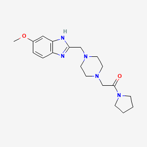 molecular formula C19H27N5O2 B2847028 2-(4-((5-methoxy-1H-benzo[d]imidazol-2-yl)methyl)piperazin-1-yl)-1-(pyrrolidin-1-yl)ethanone CAS No. 1170514-95-0