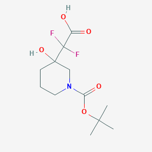 molecular formula C12H19F2NO5 B2847031 2-{1-[(叔丁氧羰)-3-羟基哌啶-3-基]-2,2-二氟乙酸 CAS No. 1785298-56-7