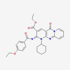 molecular formula C29H30N4O5 B2847036 (Z)-ethyl 1-cyclohexyl-2-((4-ethoxybenzoyl)imino)-5-oxo-2,5-dihydro-1H-dipyrido[1,2-a:2',3'-d]pyrimidine-3-carboxylate CAS No. 534579-28-7