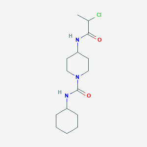 molecular formula C15H26ClN3O2 B2847037 4-(2-Chloropropanoylamino)-N-cyclohexylpiperidine-1-carboxamide CAS No. 2411287-83-5