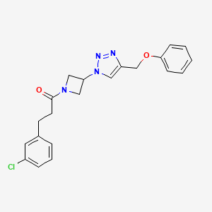 molecular formula C21H21ClN4O2 B2847038 3-(3-chlorophenyl)-1-(3-(4-(phenoxymethyl)-1H-1,2,3-triazol-1-yl)azetidin-1-yl)propan-1-one CAS No. 2034340-37-7