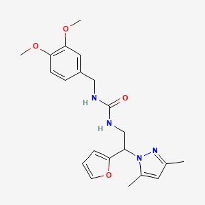 molecular formula C21H26N4O4 B2847040 1-(3,4-dimethoxybenzyl)-3-(2-(3,5-dimethyl-1H-pyrazol-1-yl)-2-(furan-2-yl)ethyl)urea CAS No. 2034592-90-8