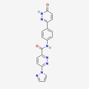 molecular formula C18H13N7O2 B2847063 N-(4-(6-羟基吡啶并[3,4-d]噻嗪-3-基)苯基)-6-(1H-吡唑-1-基)吡啶并[3,4-d]噻嗪-3-羧酰胺 CAS No. 1351607-73-2