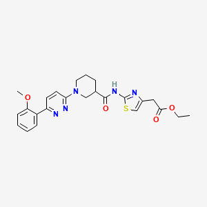 molecular formula C24H27N5O4S B2847067 乙酸-2-(2-(1-(6-(2-甲氧基苯基)吡啶并[3,4-d]噻嗪-3-基)哌啶-3-基)乙酰氨基)噻唑-4-基)酯 CAS No. 1172814-57-1