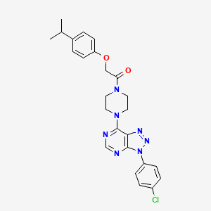molecular formula C25H26ClN7O2 B2847084 1-(4-(3-(4-chlorophenyl)-3H-[1,2,3]triazolo[4,5-d]pyrimidin-7-yl)piperazin-1-yl)-2-(4-isopropylphenoxy)ethanone CAS No. 923515-29-1