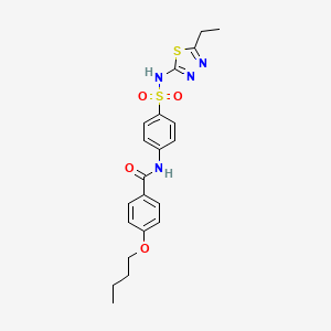 molecular formula C21H24N4O4S2 B2847085 4-丁氧基-N-(4-(N-(5-乙基-1,3,4-噻二唑-2-基)磺酰基)苯基)苯甲酰胺 CAS No. 299952-41-3