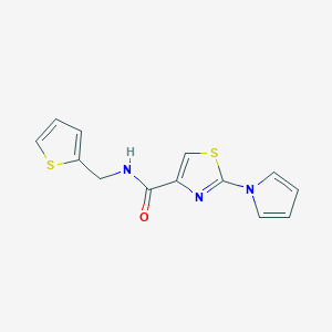 molecular formula C13H11N3OS2 B2847093 2-(1H-pyrrol-1-yl)-N-(thiophen-2-ylmethyl)thiazole-4-carboxamide CAS No. 1207050-77-8