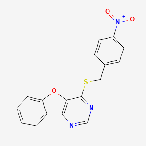 molecular formula C17H11N3O3S B2847097 4-((4-Nitrobenzyl)thio)benzofuro[3,2-d]pyrimidine CAS No. 714942-33-3