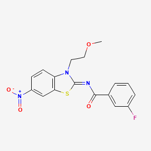 molecular formula C17H14FN3O4S B2847107 (Z)-3-fluoro-N-(3-(2-methoxyethyl)-6-nitrobenzo[d]thiazol-2(3H)-ylidene)benzamide CAS No. 864976-60-3