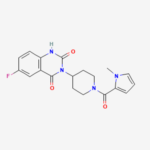 molecular formula C19H19FN4O3 B2847108 6-fluoro-3-(1-(1-methyl-1H-pyrrole-2-carbonyl)piperidin-4-yl)quinazoline-2,4(1H,3H)-dione CAS No. 1903435-14-2