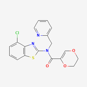 molecular formula C18H14ClN3O3S B2847114 N-(4-chlorobenzo[d]thiazol-2-yl)-N-(pyridin-2-ylmethyl)-5,6-dihydro-1,4-dioxine-2-carboxamide CAS No. 899964-24-0
