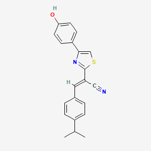 molecular formula C21H18N2OS B2847121 (E)-2-(4-(4-hydroxyphenyl)thiazol-2-yl)-3-(4-isopropylphenyl)acrylonitrile CAS No. 402953-33-7