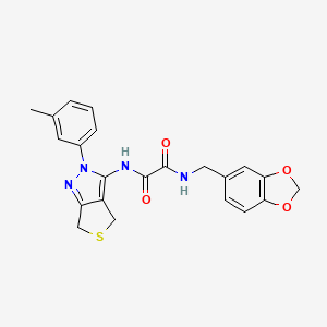 molecular formula C22H20N4O4S B2847135 N1-(苯并[d][1,3]二噁嗪-5-基甲基)-N2-(2-(间甲苯基)-4,6-二氢-2H-噻吩[3,4-c]吡唑-3-基)草酰胺 CAS No. 899755-96-5
