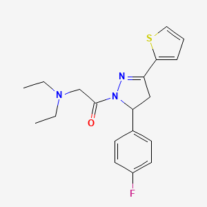 molecular formula C19H22FN3OS B2847145 2-(二乙基氨基)-1-(5-(4-氟苯基)-3-(噻吩-2-基)-4,5-二氢-1H-吡唑-1-基)乙酮 CAS No. 1021228-05-6