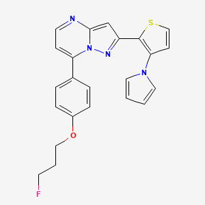 molecular formula C23H19FN4OS B2847155 3-fluoropropyl 4-{2-[3-(1H-pyrrol-1-yl)-2-thienyl]pyrazolo[1,5-a]pyrimidin-7-yl}phenyl ether CAS No. 478039-32-6