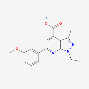 molecular formula C17H17N3O3 B2847159 1-ethyl-6-(3-methoxyphenyl)-3-methyl-1H-pyrazolo[3,4-b]pyridine-4-carboxylic acid CAS No. 937598-74-8