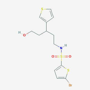 molecular formula C13H16BrNO3S3 B2847161 5-bromo-N-(5-hydroxy-3-(thiophen-3-yl)pentyl)thiophene-2-sulfonamide CAS No. 2034243-50-8