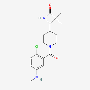 molecular formula C18H24ClN3O2 B2847164 4-[1-[2-Chloro-5-(methylamino)benzoyl]piperidin-4-yl]-3,3-dimethylazetidin-2-one CAS No. 2361797-01-3