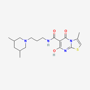 molecular formula C18H26N4O3S B2847168 N-(3-(3,5-dimethylpiperidin-1-yl)propyl)-7-hydroxy-3-methyl-5-oxo-5H-thiazolo[3,2-a]pyrimidine-6-carboxamide CAS No. 903338-74-9