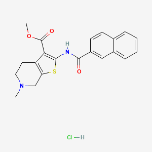 molecular formula C21H21ClN2O3S B2847171 甲基-2-(2-萘酰胺基)-6-甲基-4,5,6,7-四氢噻吩[2,3-c]吡啶-3-羧酸乙酯盐酸盐 CAS No. 1330612-95-7