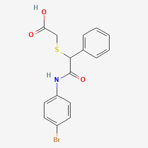 molecular formula C16H14BrNO3S B2847173 2-{[2-(4-Bromoanilino)-2-oxo-1-phenylethyl]sulfanyl}acetic acid CAS No. 339098-39-4