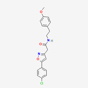 molecular formula C20H19ClN2O3 B2847187 2-(5-(4-chlorophenyl)isoxazol-3-yl)-N-(4-methoxyphenethyl)acetamide CAS No. 946227-21-0