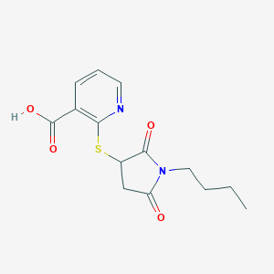 molecular formula C14H16N2O4S B284719 2-[(1-Butyl-2,5-dioxo-3-pyrrolidinyl)sulfanyl]nicotinic acid 