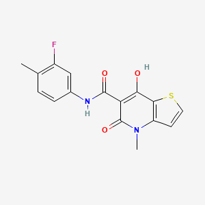 molecular formula C16H13FN2O3S B2847192 N-(3-fluoro-4-methylphenyl)-7-hydroxy-4-methyl-5-oxo-4,5-dihydrothieno[3,2-b]pyridine-6-carboxamide CAS No. 1251622-47-5