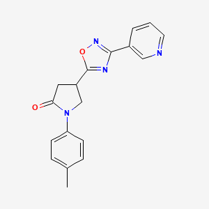 molecular formula C18H16N4O2 B2847195 1-(4-Methylphenyl)-4-[3-(3-pyridyl)-1,2,4-oxadiazol-5-yl]-2-pyrrolidinone CAS No. 946307-14-8