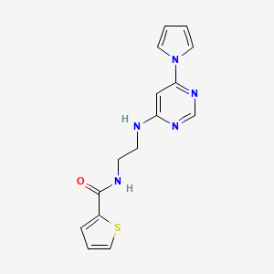 molecular formula C15H15N5OS B2847201 N-(2-((6-(1H-pyrrol-1-yl)pyrimidin-4-yl)amino)ethyl)thiophene-2-carboxamide CAS No. 1396715-68-6