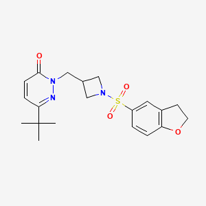 molecular formula C20H25N3O4S B2847202 6-Tert-butyl-2-{[1-(2,3-dihydro-1-benzofuran-5-sulfonyl)azetidin-3-yl]methyl}-2,3-dihydropyridazin-3-one CAS No. 2197754-79-1