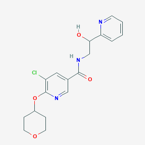 molecular formula C18H20ClN3O4 B2847203 5-chloro-N-(2-hydroxy-2-(pyridin-2-yl)ethyl)-6-((tetrahydro-2H-pyran-4-yl)oxy)nicotinamide CAS No. 1904088-89-6