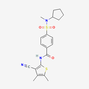 molecular formula C20H23N3O3S2 B2847216 N-(3-cyano-4,5-dimethylthiophen-2-yl)-4-[cyclopentyl(methyl)sulfamoyl]benzamide CAS No. 899982-76-4