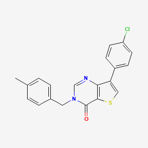 molecular formula C20H15ClN2OS B2847225 7-(4-chlorophenyl)-3-(4-methylbenzyl)thieno[3,2-d]pyrimidin-4(3H)-one CAS No. 1105223-56-0