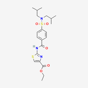 molecular formula C21H29N3O5S2 B2847227 ethyl 2-(4-(N,N-diisobutylsulfamoyl)benzamido)thiazole-4-carboxylate CAS No. 476320-60-2
